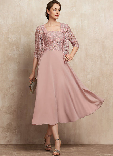 Robe Pastel Rose Mousseline Dentelle Élégante