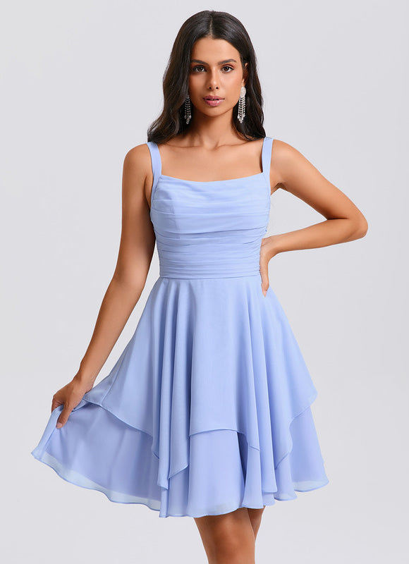 Robe Pastel Bleue Trapèze Col Rond - gallery 1