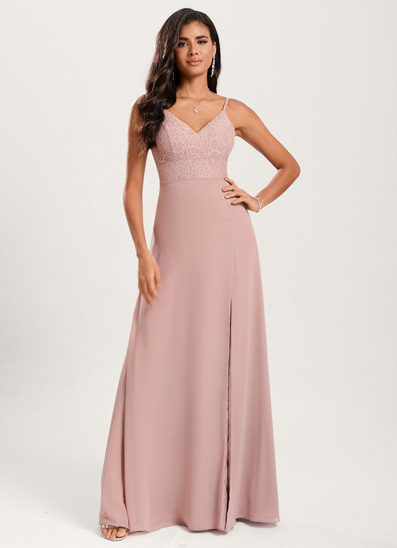Robe Pastel Rose Demoiselle D'Honneur Élégante - gallery 1