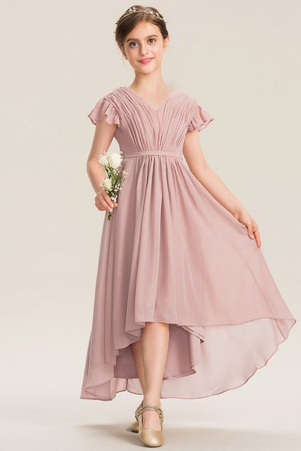 Robe Pastel Rose Trapèze Avec Nœud