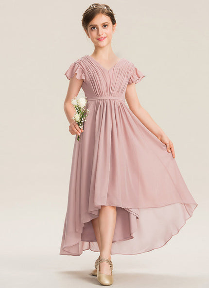 Robe Pastel Rose Trapèze Avec Nœud