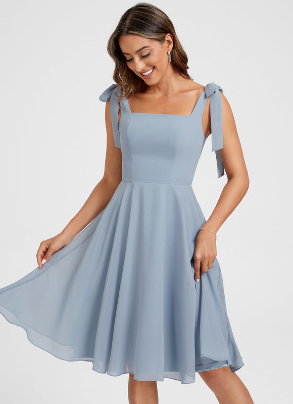 Robe Pastel Bleu Col Carré Trapèze - gallery 1