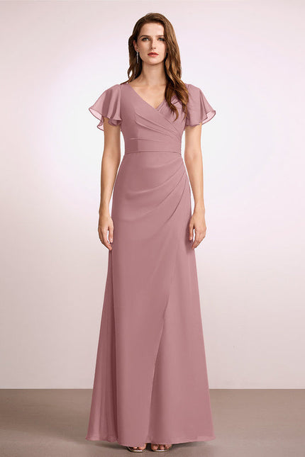 Robe Pastel Rose Demoiselle D'Honneur Longue - gallery 4