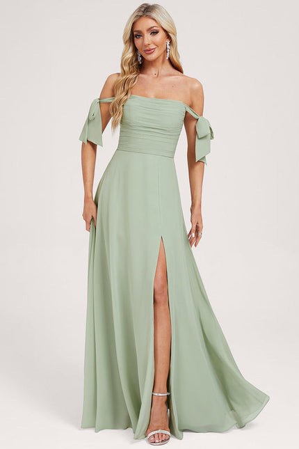Robe Pastel Verte Col Bénitier Longue - gallery 3