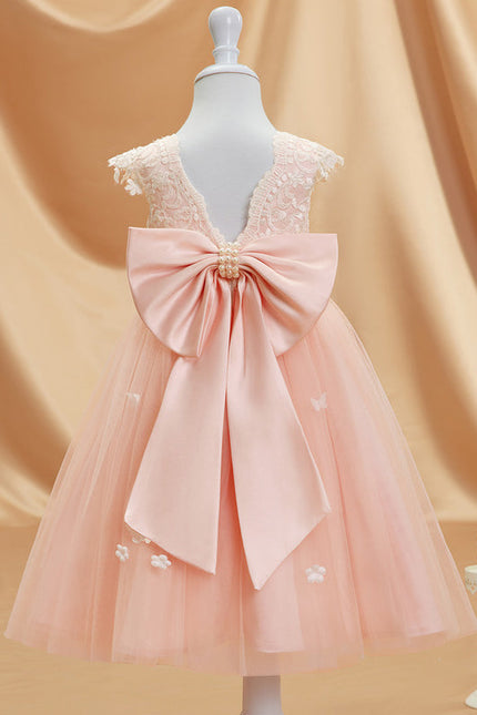 Robe Pastel Rose Col Rond Tulle Fille
