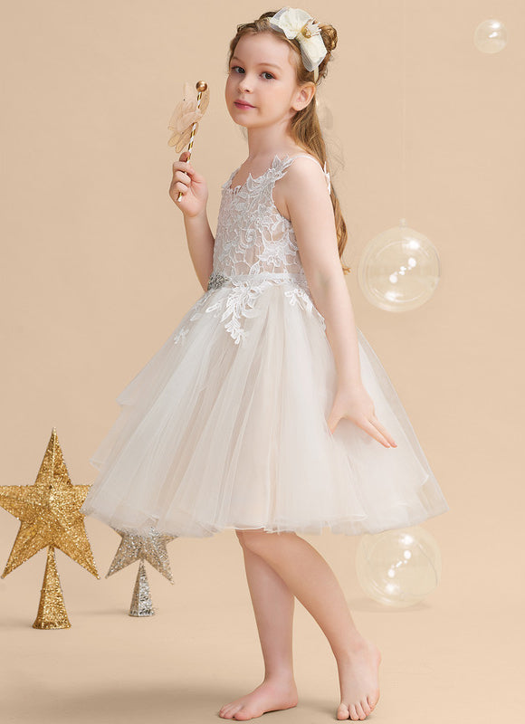 Robe Pastel Blanche Col V Dentelle Tulle - gallery 5