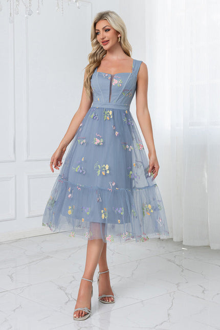 Robe Pastel Verte Col Cœur Tulle Élégante - gallery 6