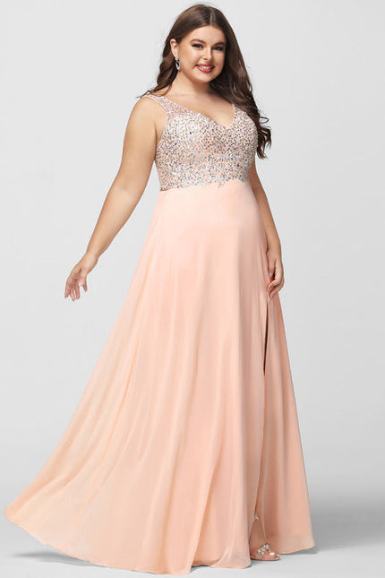 Robe Pastel Rose Col V Paillettes Élégante - gallery 8