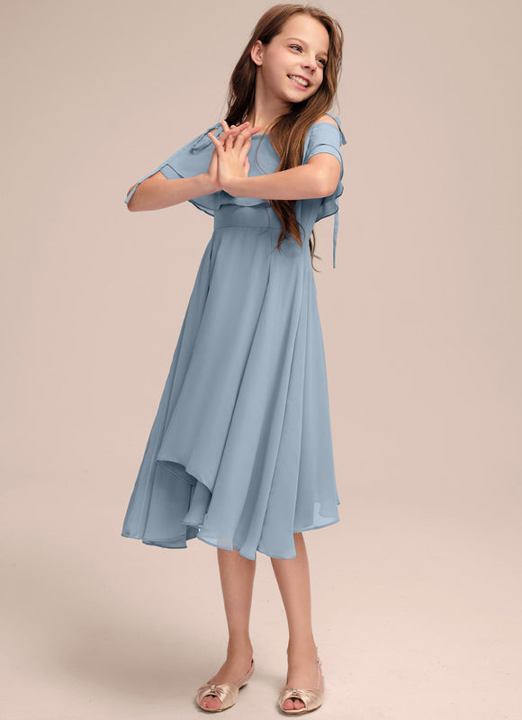 Robe Pastel Bleu Trapèze Volants Junior - gallery 2