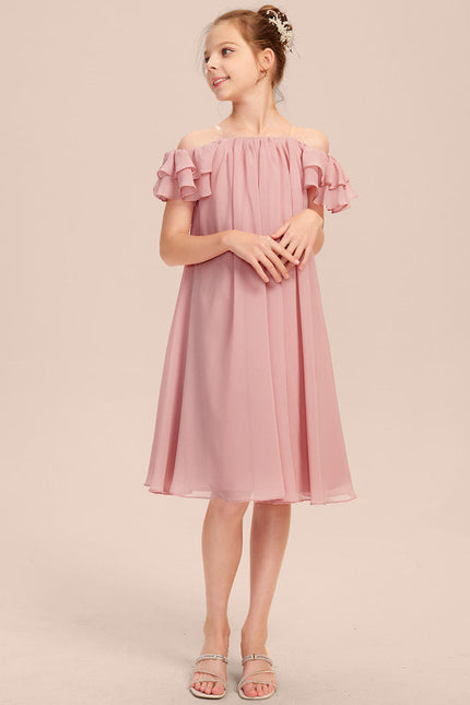 Robe Pastel Rose Épaule Dénudée Trapèze - gallery 5