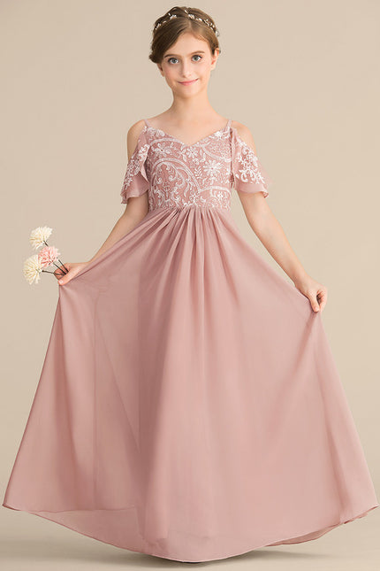 Robe Pastel Bleu Décolleté Trapèze Junior
