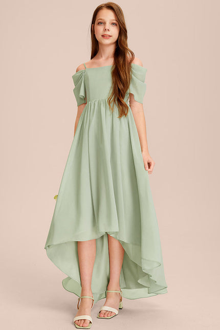Robe Pastel Vert Mousseline Trapèze Junior - gallery 4