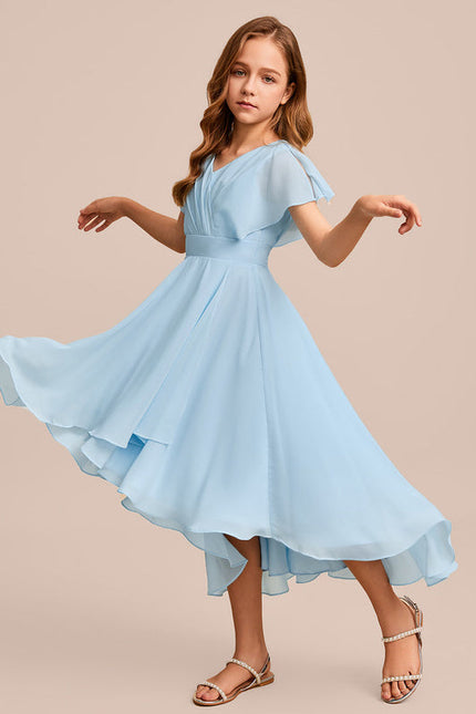Robe Pastel Verte Trapèze Col V Junior - gallery 3