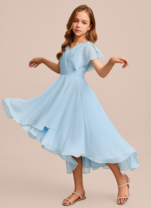 Robe Pastel Verte Trapèze Col V Junior - gallery 3