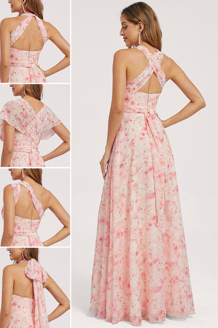Robe Pastel Rose Trapèze Décolleté Col V - gallery 1