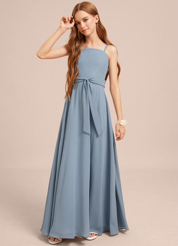 Robe Pastel Bleu Col Carré Long - gallery 2
