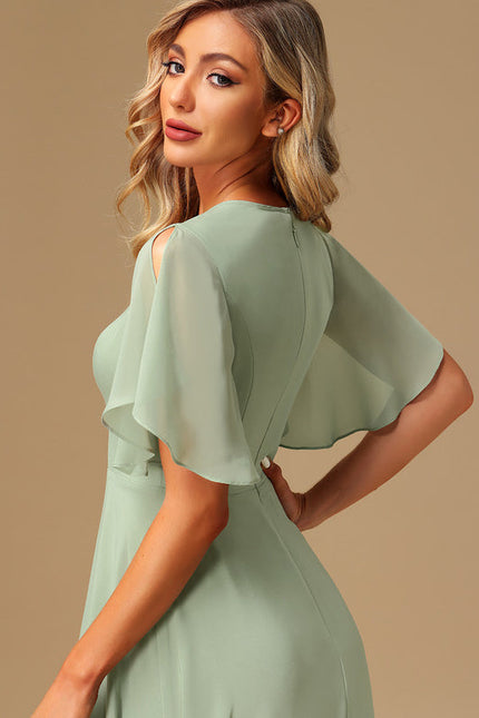 Robe Pastel Verte Mousseline À Volants - gallery 5
