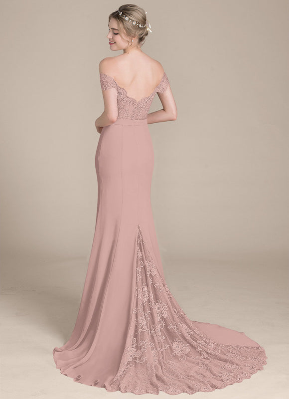 Robe Pastel Rose Sirène Dentelle Paillettes