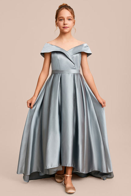 Robe Pastel Satin Bleu Émeraude Junior