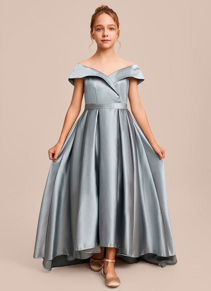 Robe Pastel Satin Bleu Émeraude Junior