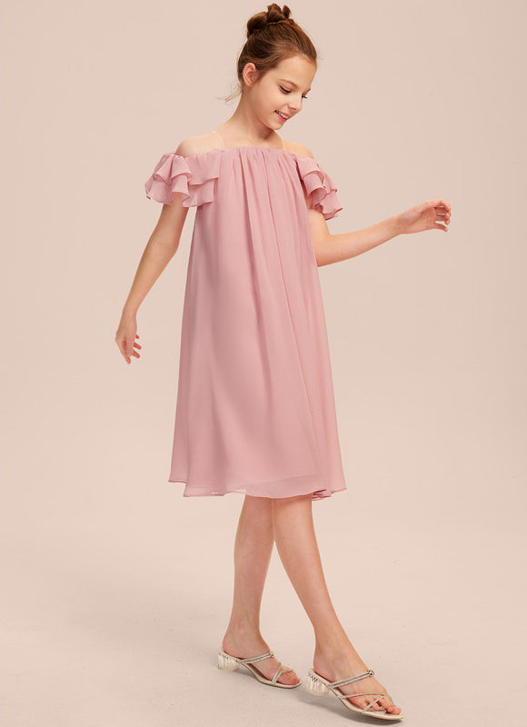 Robe Pastel Rose Épaule Dénudée Trapèze - gallery 6