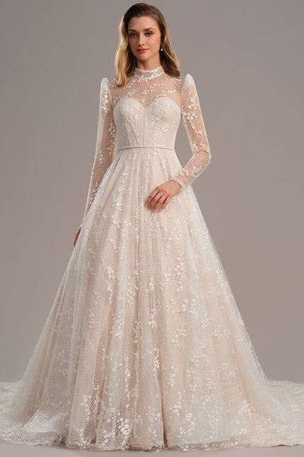 Robe Pastel Blanche Dentelle Traîne Longue