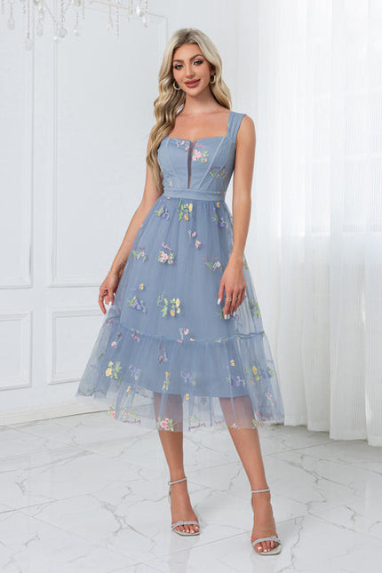 Robe Pastel Verte Col Cœur Tulle Élégante - gallery 8