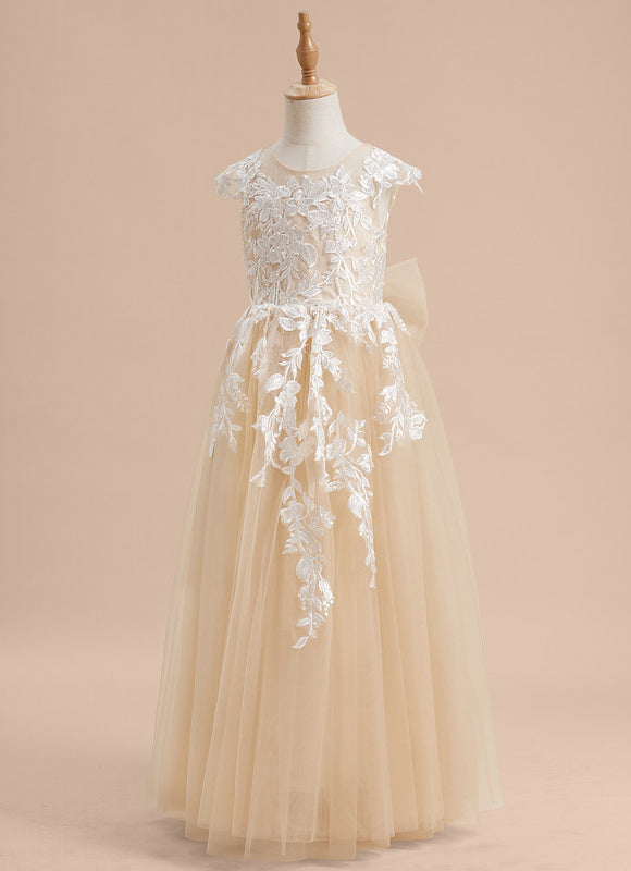 Robe Pastel Fille Mariage Crème Col Rond