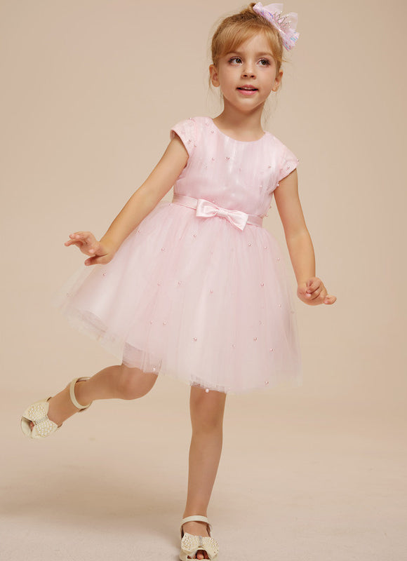Robe Pastel Rose Tulle Avec Perles - gallery 8