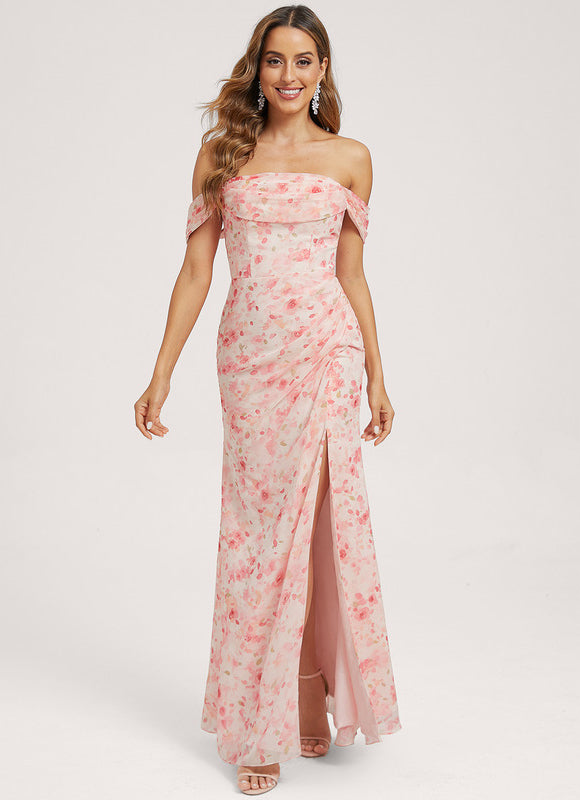 Robe Pastel Bleu Trapèze Épaule Dénudée