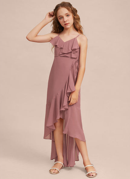 Robe Pastel Rose Demi-Longue Avec Volants