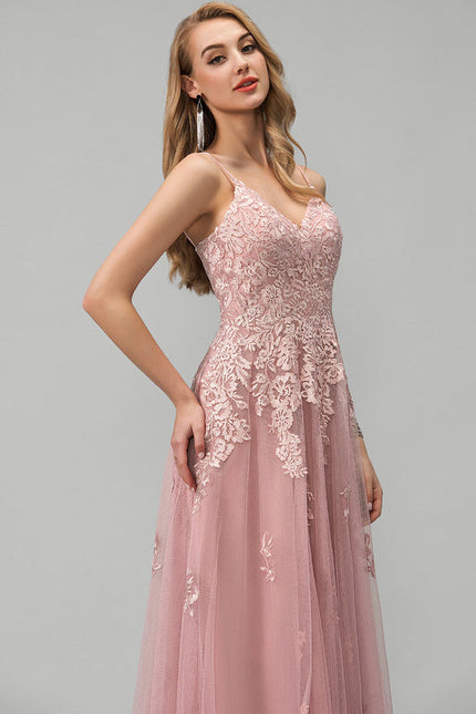 Robe Pastel Rose Longue À Paillettes - gallery 2