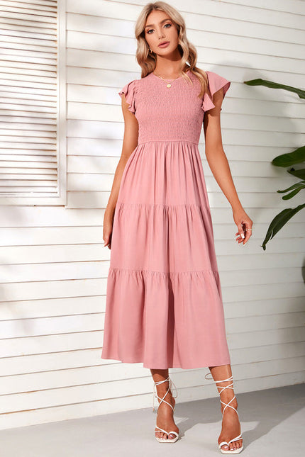 Robe Pastel Rose Maxi À Volants - gallery 1