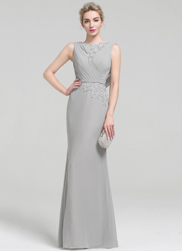 Robe Pastel Gris Élégante Col Rond