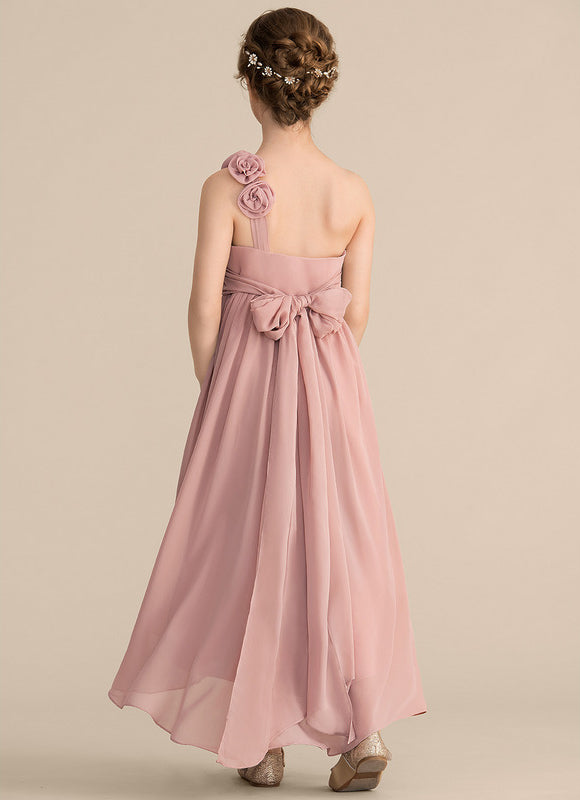 Robe Pastel Rose Décolleté Asymétrique Junior - gallery 2