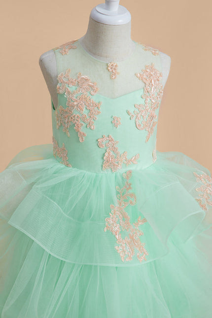 Robe Pastel Fille Turquoise Princesse Tulle - gallery 5