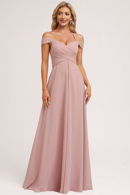 Robe Pastel Rose Décolleté Épaules Libérées