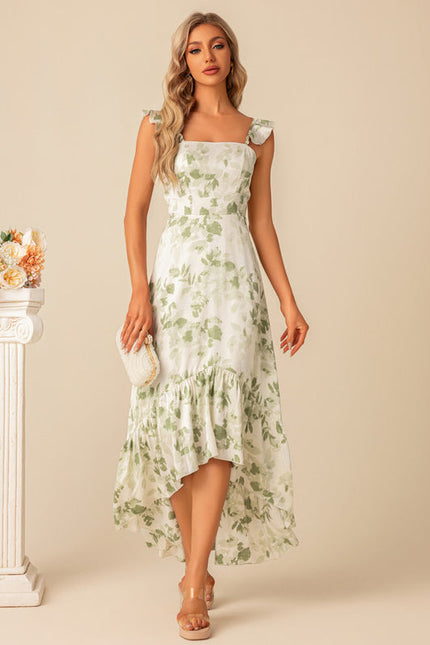 Robe Pastel Verte À Volants Floral - gallery 5