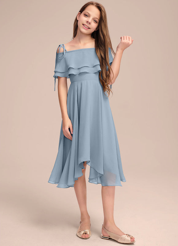 Robe Pastel Bleu Trapèze Volants Junior - gallery 1