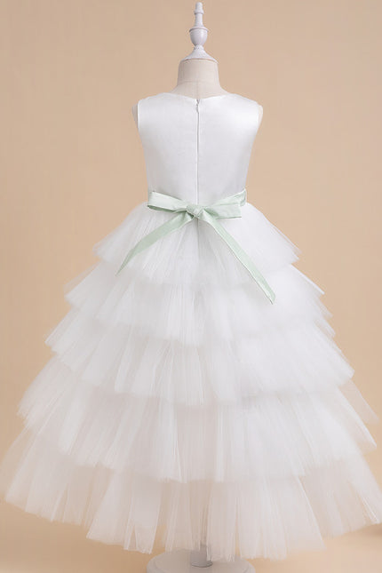 Robe Pastel Blanche Col Rond Asymétrique - gallery 4