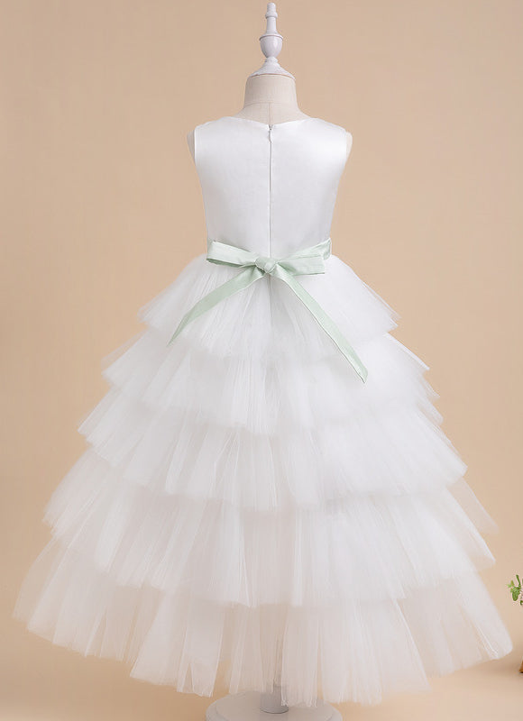 Robe Pastel Blanche Col Rond Asymétrique - gallery 4