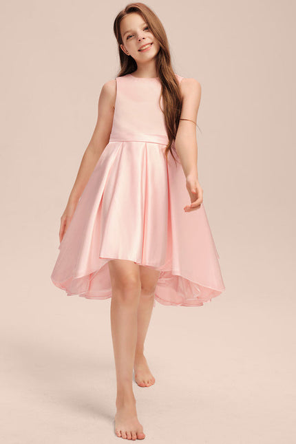 Robe Pastel Rose Col Rond Trapèze Junior