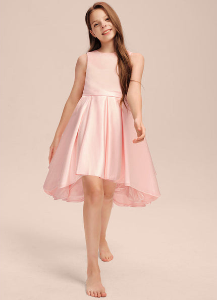 Robe Pastel Rose Col Rond Trapèze Junior