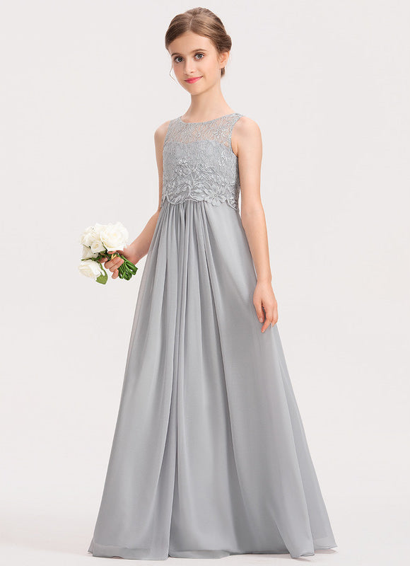 Robe Pastel Rose Demoiselle D'Honneur Col Rond - gallery 1