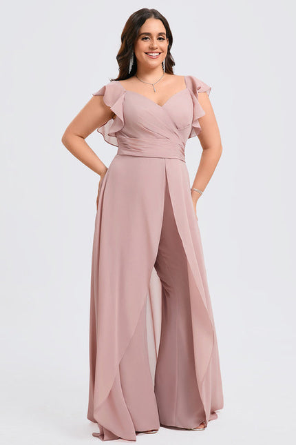 Robe Pastel Rose Demoiselle D'Honneur Volants - gallery 8