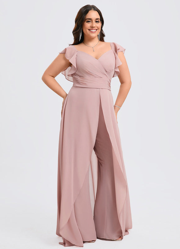 Robe Pastel Rose Demoiselle D'Honneur Volants - gallery 8