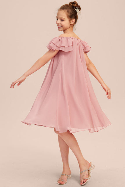 Robe Pastel Rose Épaule Dénudée Trapèze - gallery 7