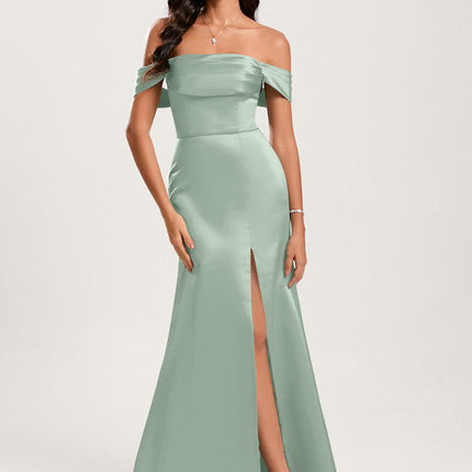 Robe Pastel Verte Sirène Épaule Dénudée