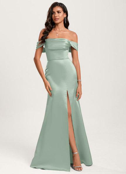 Robe Pastel Verte Sirène Épaule Dénudée