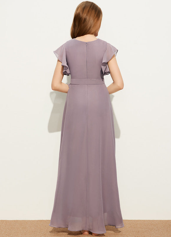 Robe Pastel Lavande Col V Asymétrique - gallery 3
